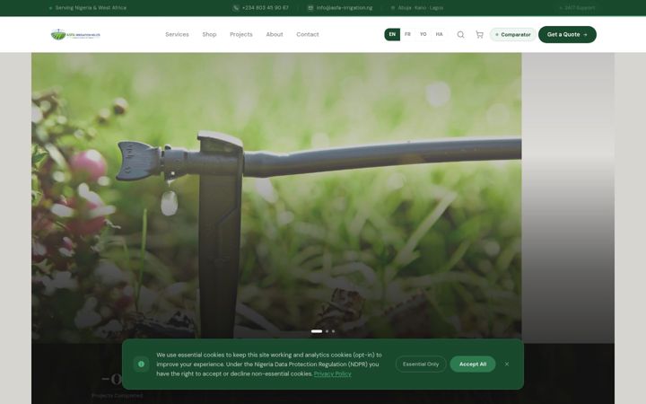 Screenshot of asfa-irrigation.ng