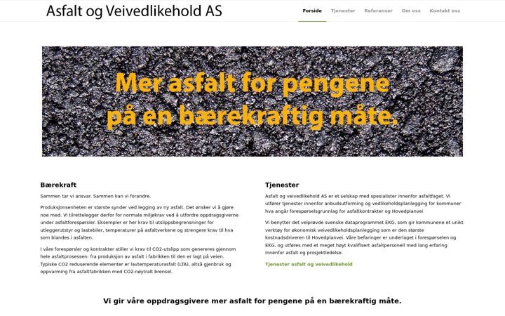 Screenshot of asfaltogveivedlikehold.no