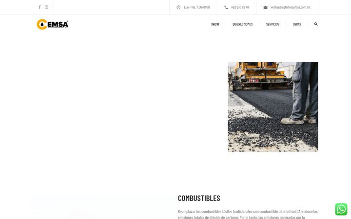 Ekrano kopija asfaltoscemsa.com.mx