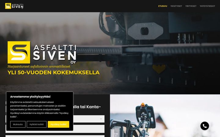 Screenshot of asfalttisiven.fi