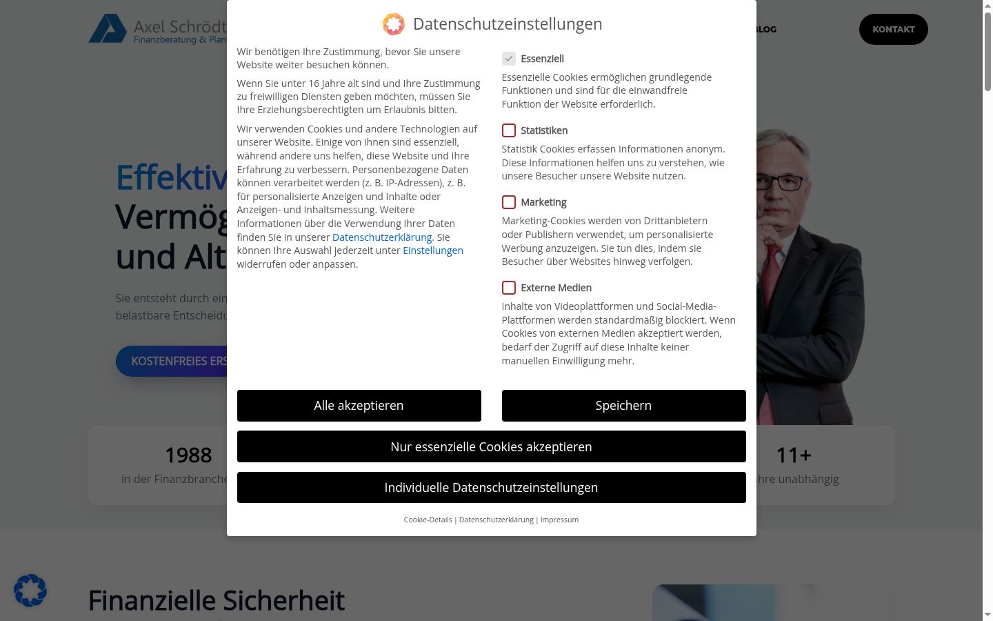 Screenshot of the consent banner shown before any interaction