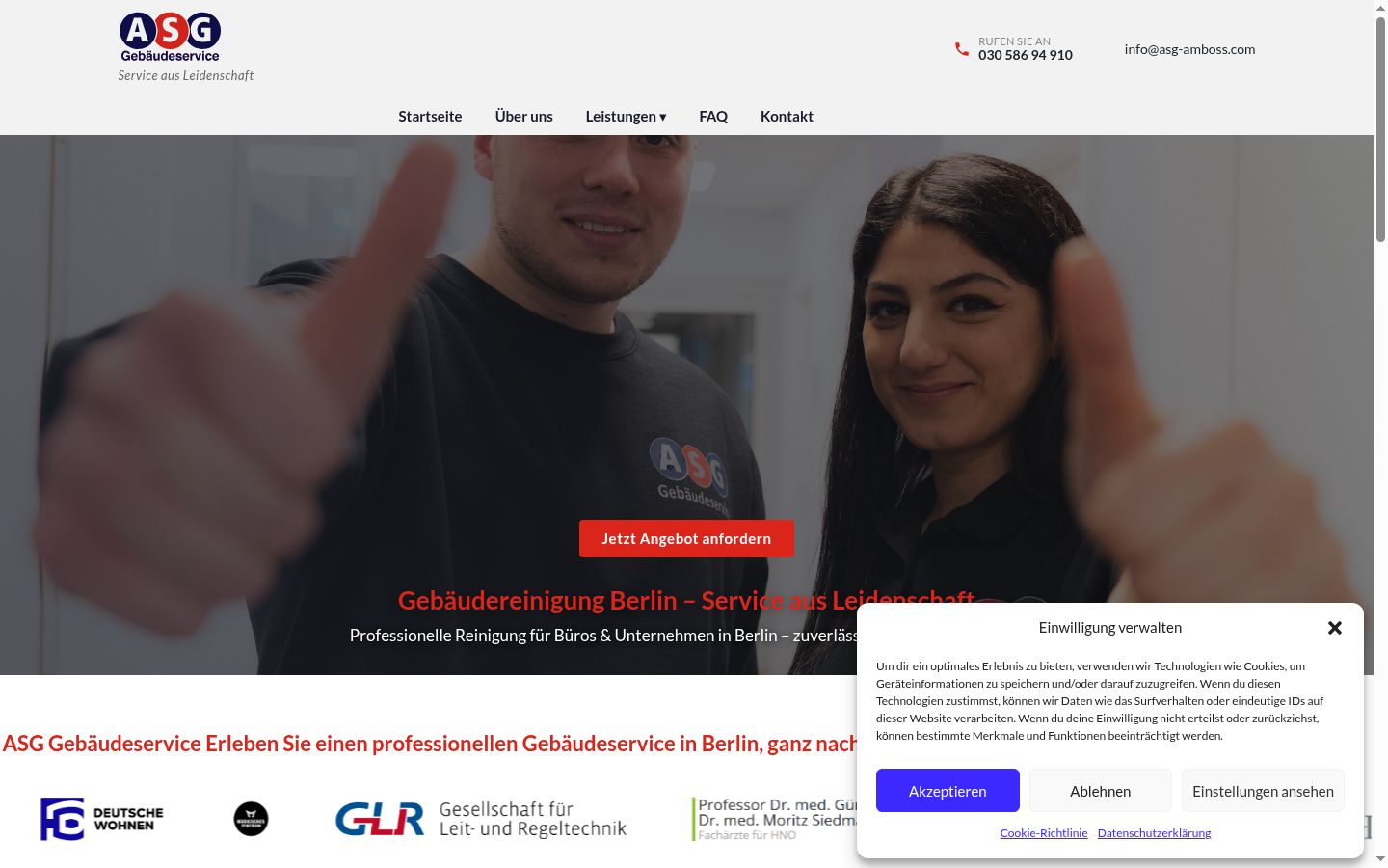 Screenshot des Einwilligungsbanners vor jeglicher Interaktion