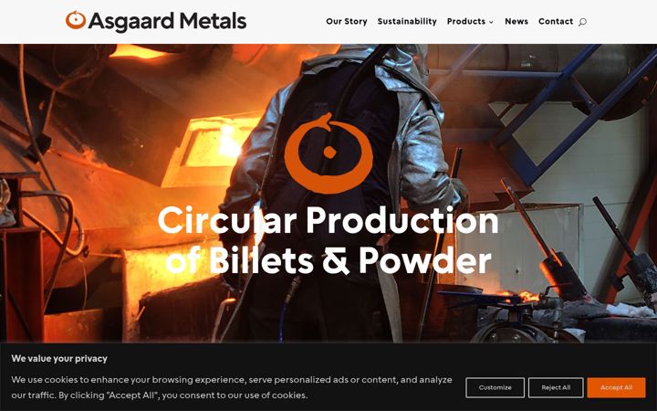 Screenshot of asgaardmetals.com