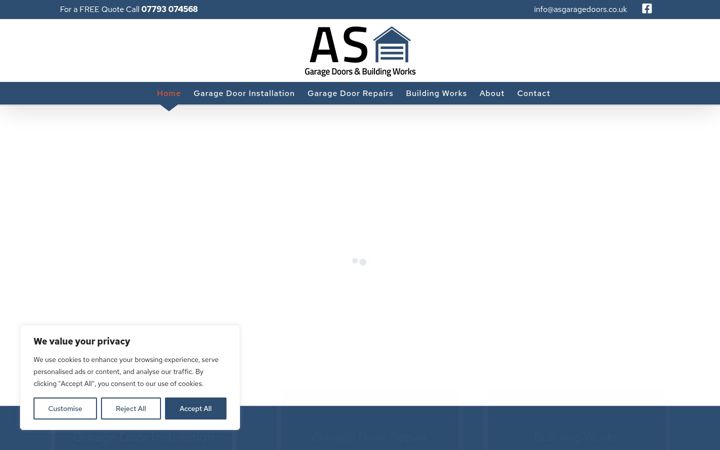 Screenshot stránky asgaragedoors.co.uk