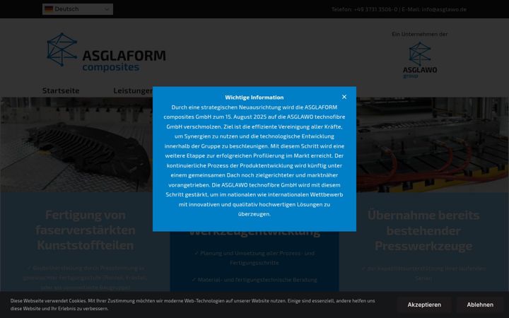 Skärmbild av asglaform.de