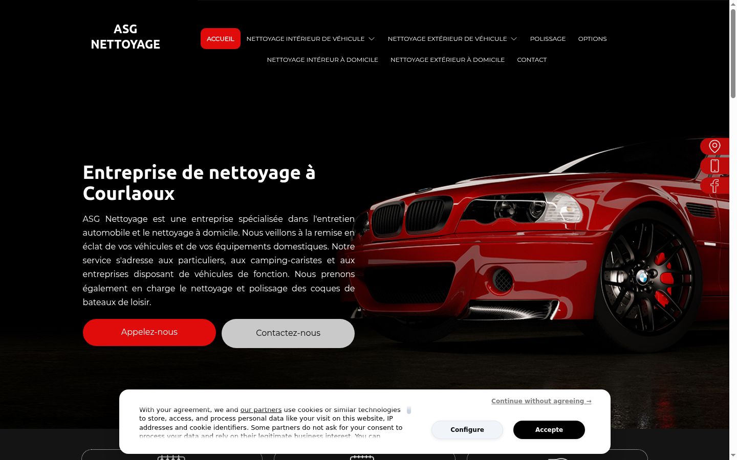 Capture d'écran de la bannière de consentement affichée avant toute interaction