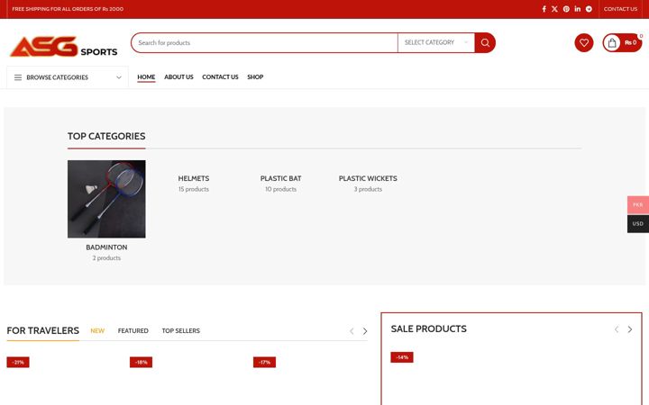 Screenshot of asgsports.com.pk