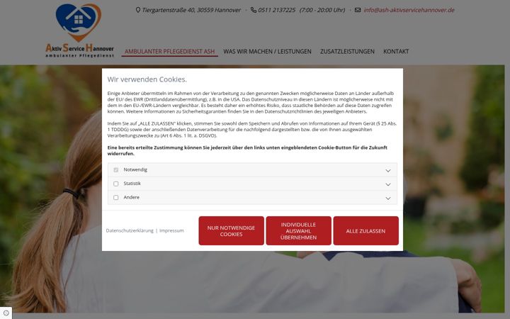 Screenshot of ash-aktivservicehannover.de