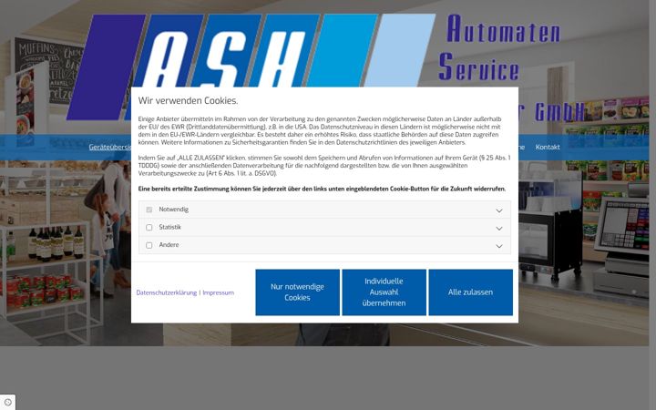 Screenshot of ash-kaffeeautomaten.de