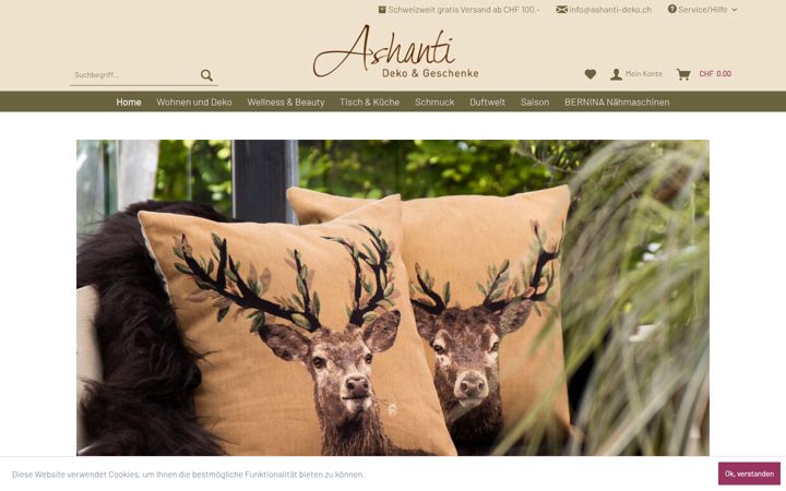 Screenshot of ashanti-deko.ch