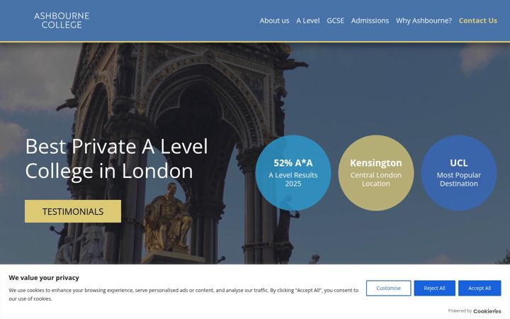 Screenshot of ashbournecollege.co.uk