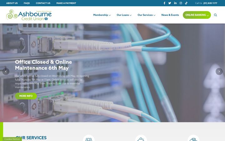 Screenshot van ashbournecu.ie