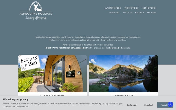 Screenshot of ashbourneholidays.co.uk