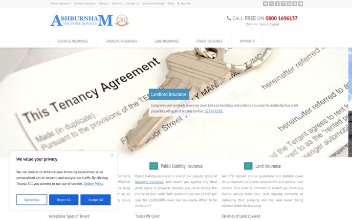 Screenshot of ashburnham-insurance.co.uk
