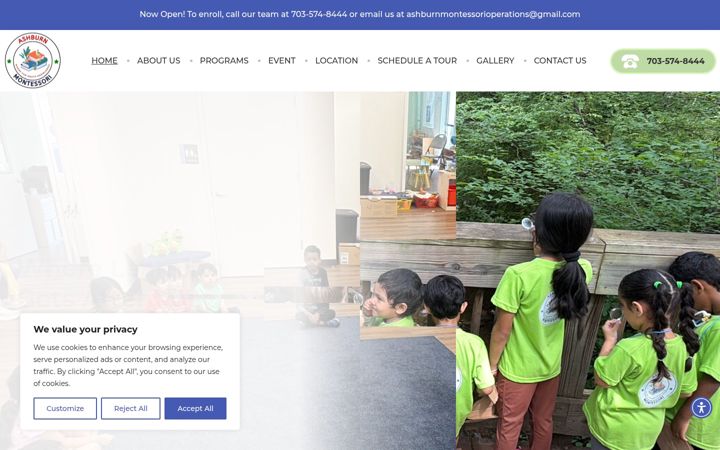 Zrzut ekranu ashburnmontessori.com