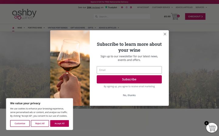 Screenshot of ashbywines.com