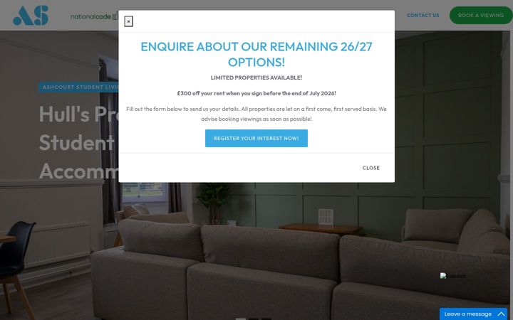 Screenshot of ashcourtstudentliving.com