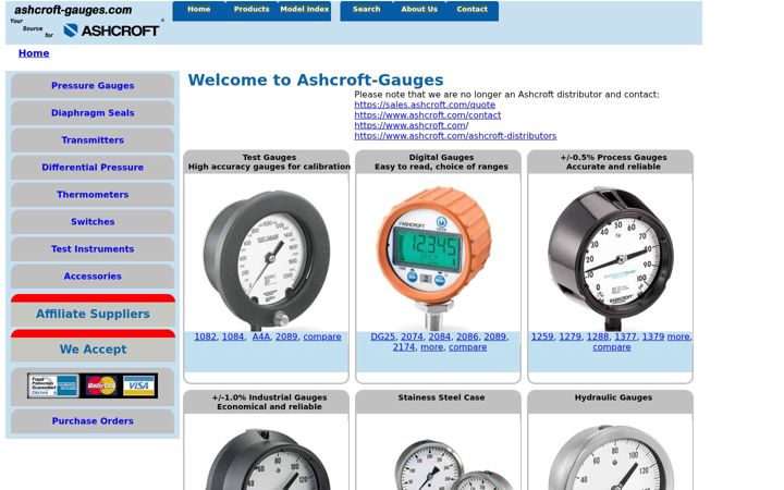 Screenshot of ashcroft-gauges.com