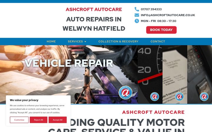 Екранна снимка на ashcroftautocare.co.uk