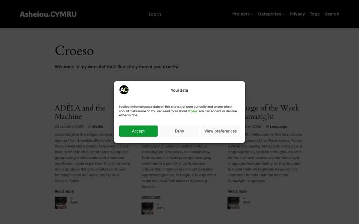 Screenshot of asheiou.cymru