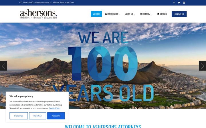 Captura de ecrã de ashersons.co.za