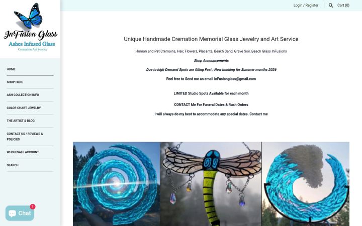 Screenshot of ashesinfusedglass.com