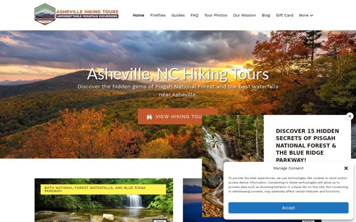 Ekrano kopija ashevillehikingtours.com