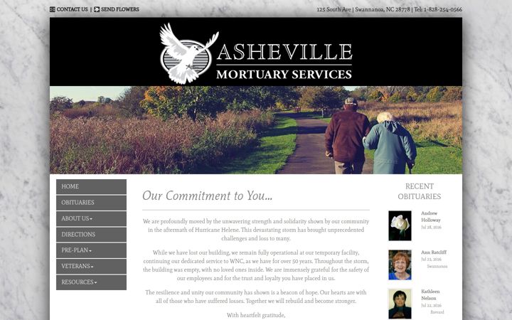 Screenshot of ashevillemortuaryservices.com
