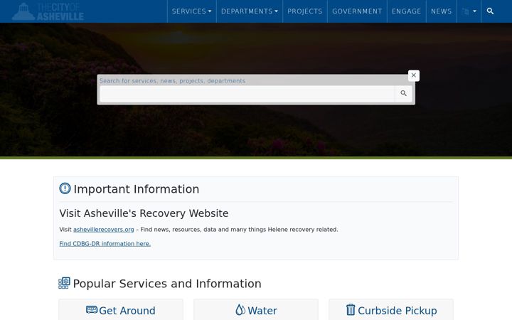 Screenshot of ashevillenc.gov