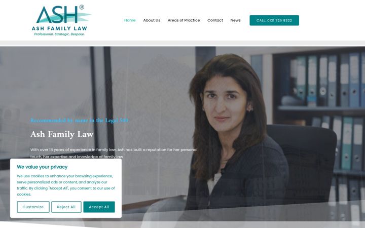 Ekrano kopija ashfamilylaw.co.uk