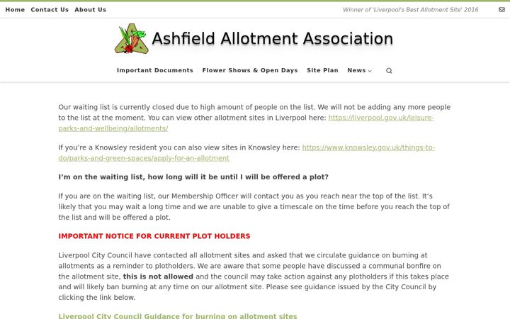 Ekrano kopija ashfieldallotments.co.uk