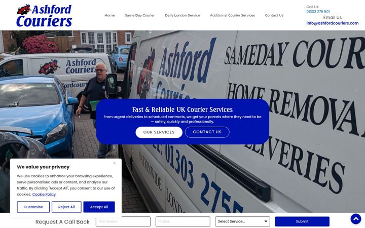 Screenshot of ashfordcouriers.com