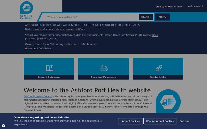 Captură de ecran a ashfordporthealth.gov.uk