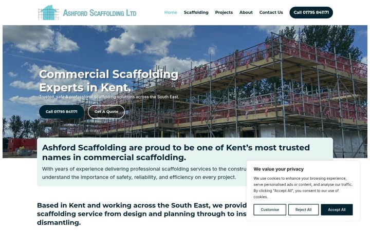 Captură de ecran a ashfordscaffolding.co.uk
