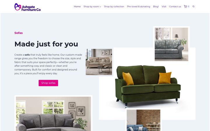 Captură de ecran a ashgatefurniturecompany.co.uk