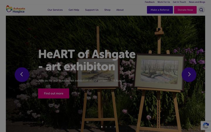 Screenshot of ashgatehospice.org.uk