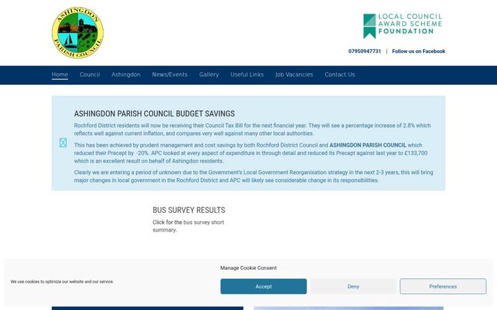 Screenshot of ashingdonparishcouncil.gov.uk