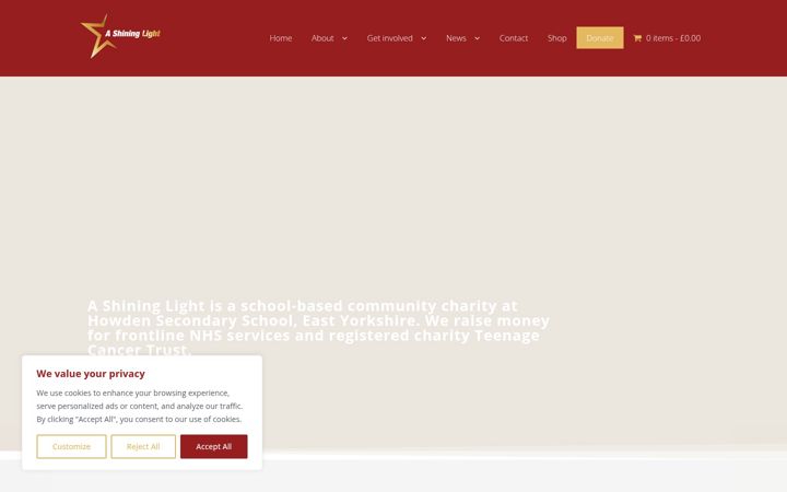 Screenshot of ashininglight.org.uk