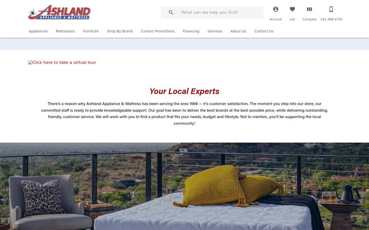 Screenshot ta' ashlandapplianceandmattress.com