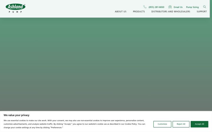 Screenshot ta' ashlandpump.com