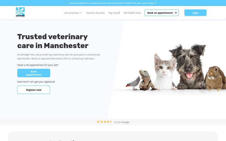 Screenshot ta' ashleigh-veterinary-centre.com