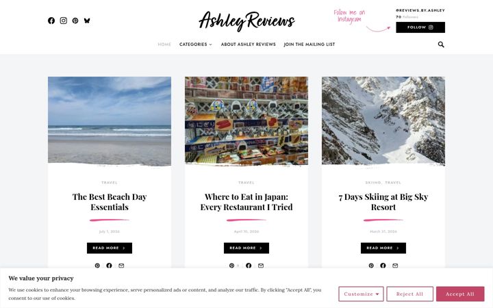 Screenshot of ashley.reviews