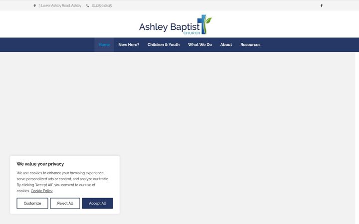 Screenshot stránky ashleybaptistchurch.co.uk