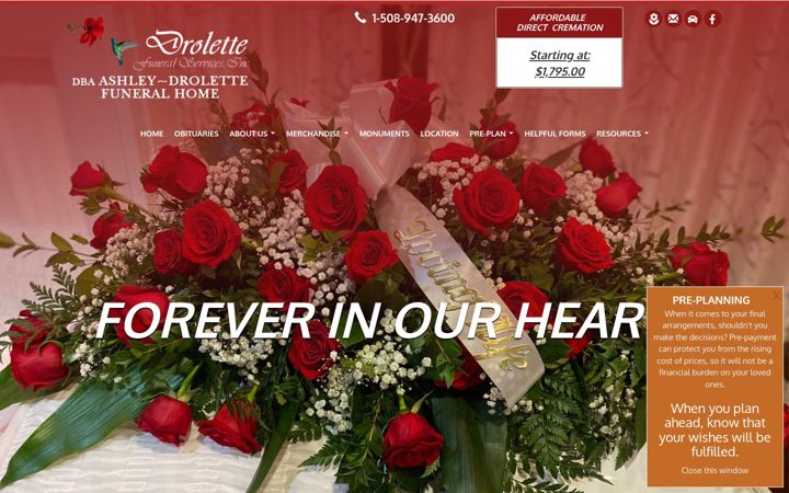 Screenshot of ashleydrolettefuneralhome.com