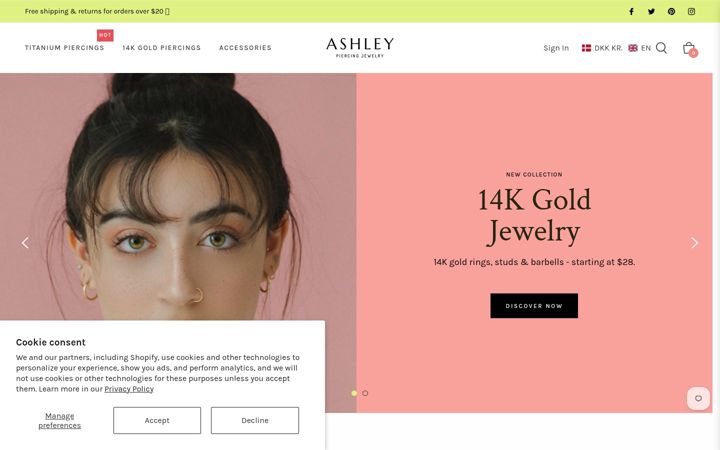 Screenshot of ashleypiercingjewelry.com