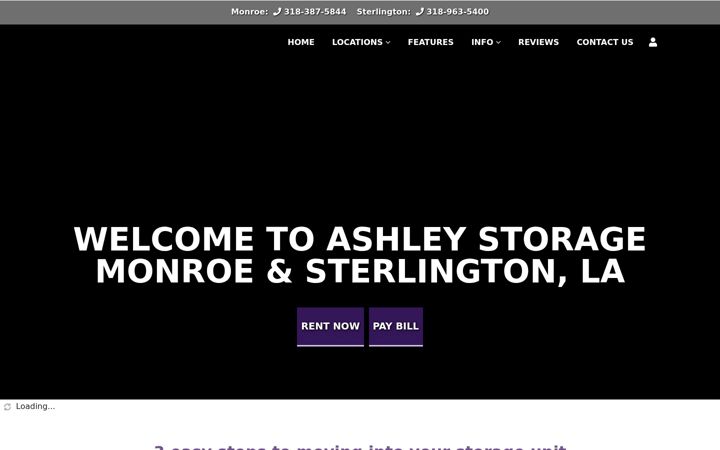 Screenshot stránky ashleystorageofsterlington.com