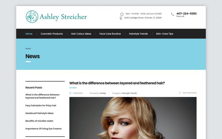 Skärmbild av ashleystreicher.com