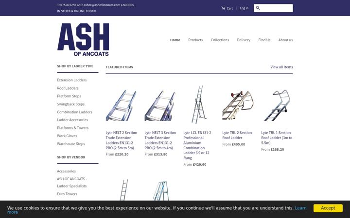 Screenshot stránky ashofancoats.com