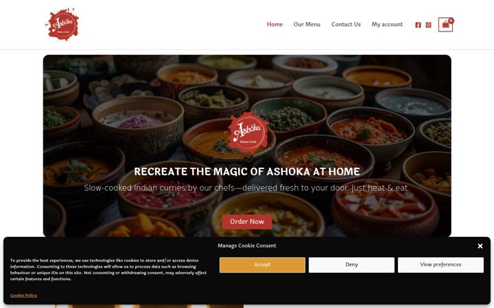 Screenshot of ashokahomecook.com