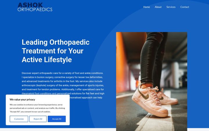 Screenshot of ashokortho.co.uk